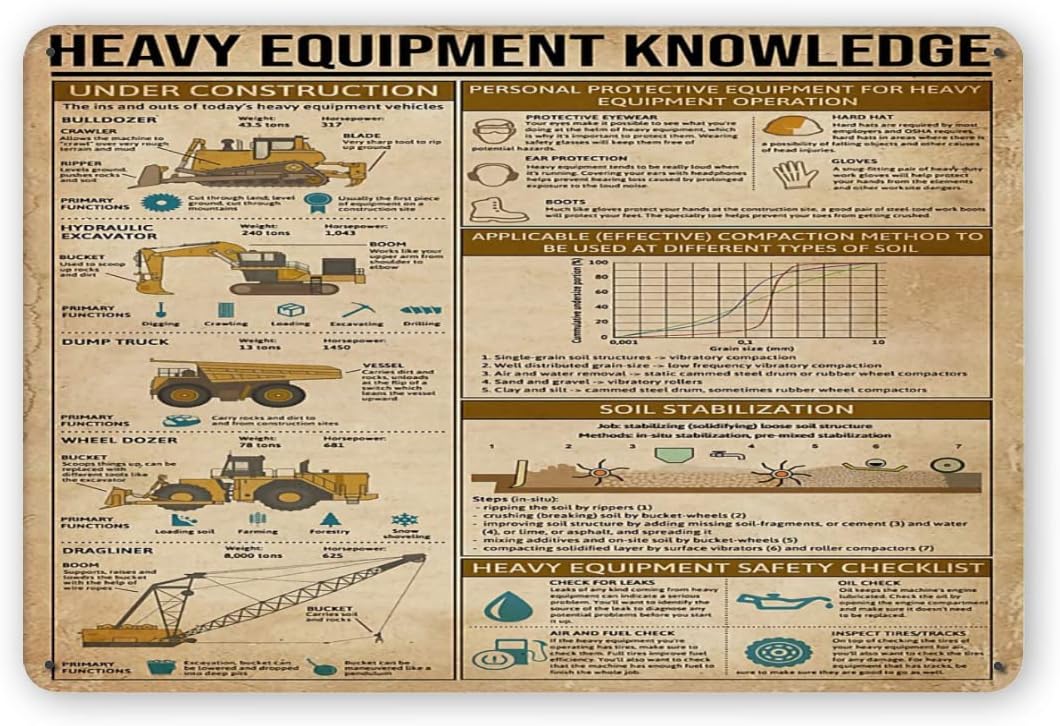 Letreros Metálicos con Informa - Heavy Equipment Sign reseña y precio