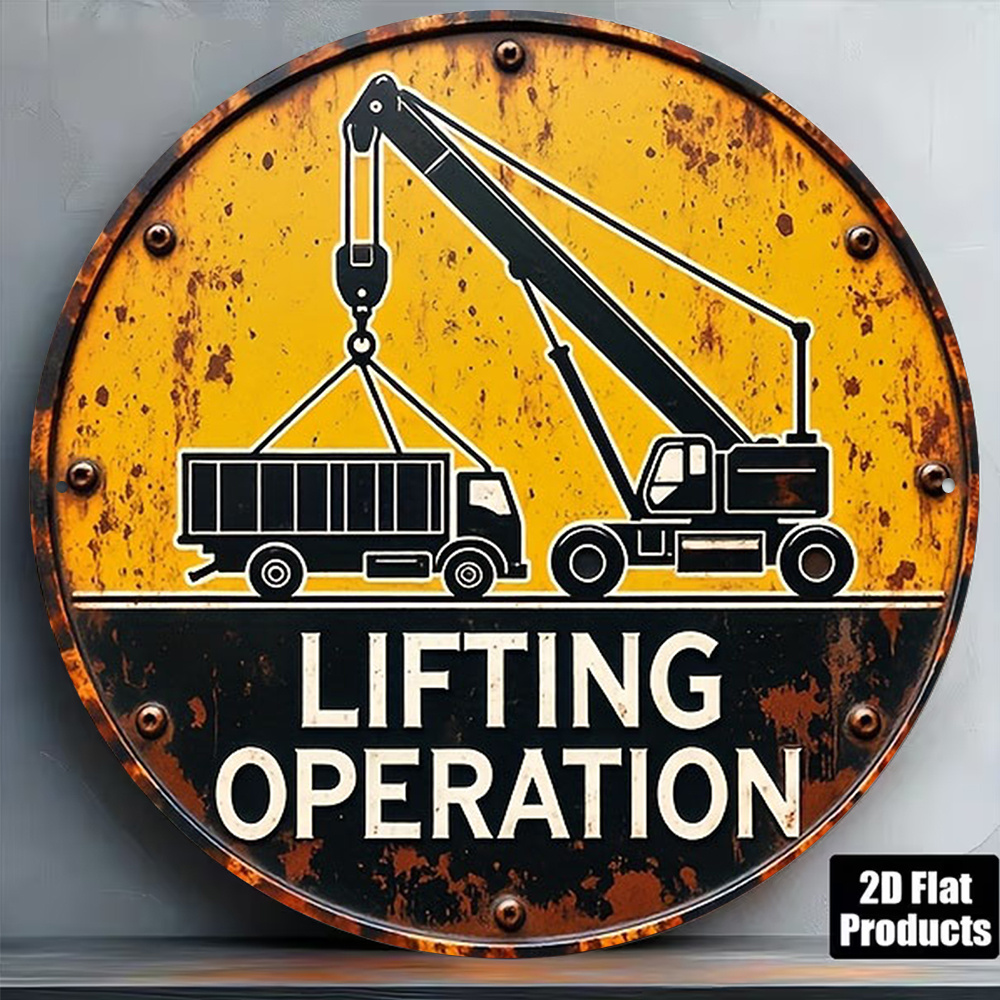 Letrero Metálico 2D Redondo de - Heavy Equipment Sign reseña y precio