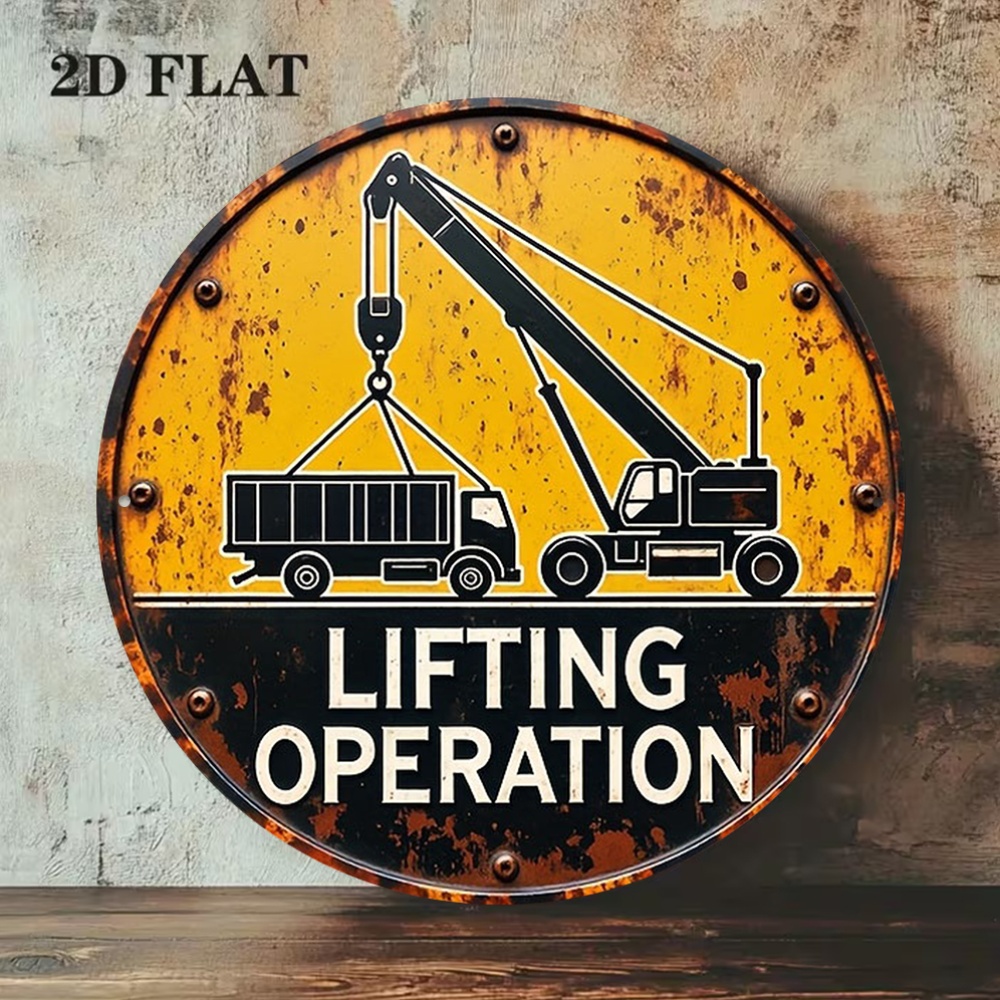 Letrero Metálico 2D Redondo de - Heavy Equipment Sign reseña y precio